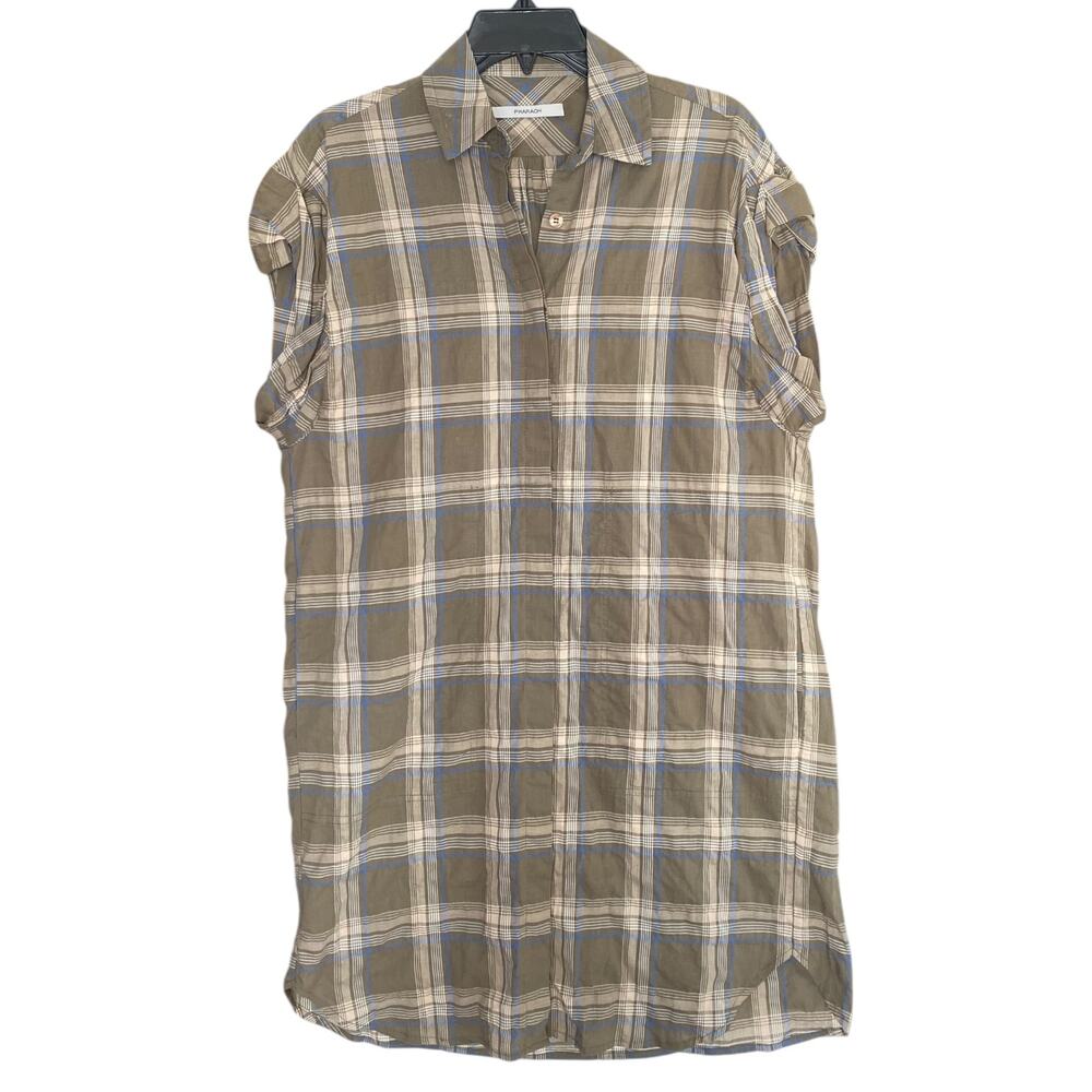 Pharaoh Collection Japanese Plaid Button Dress Size 2/Medium - Picture 5 of 8